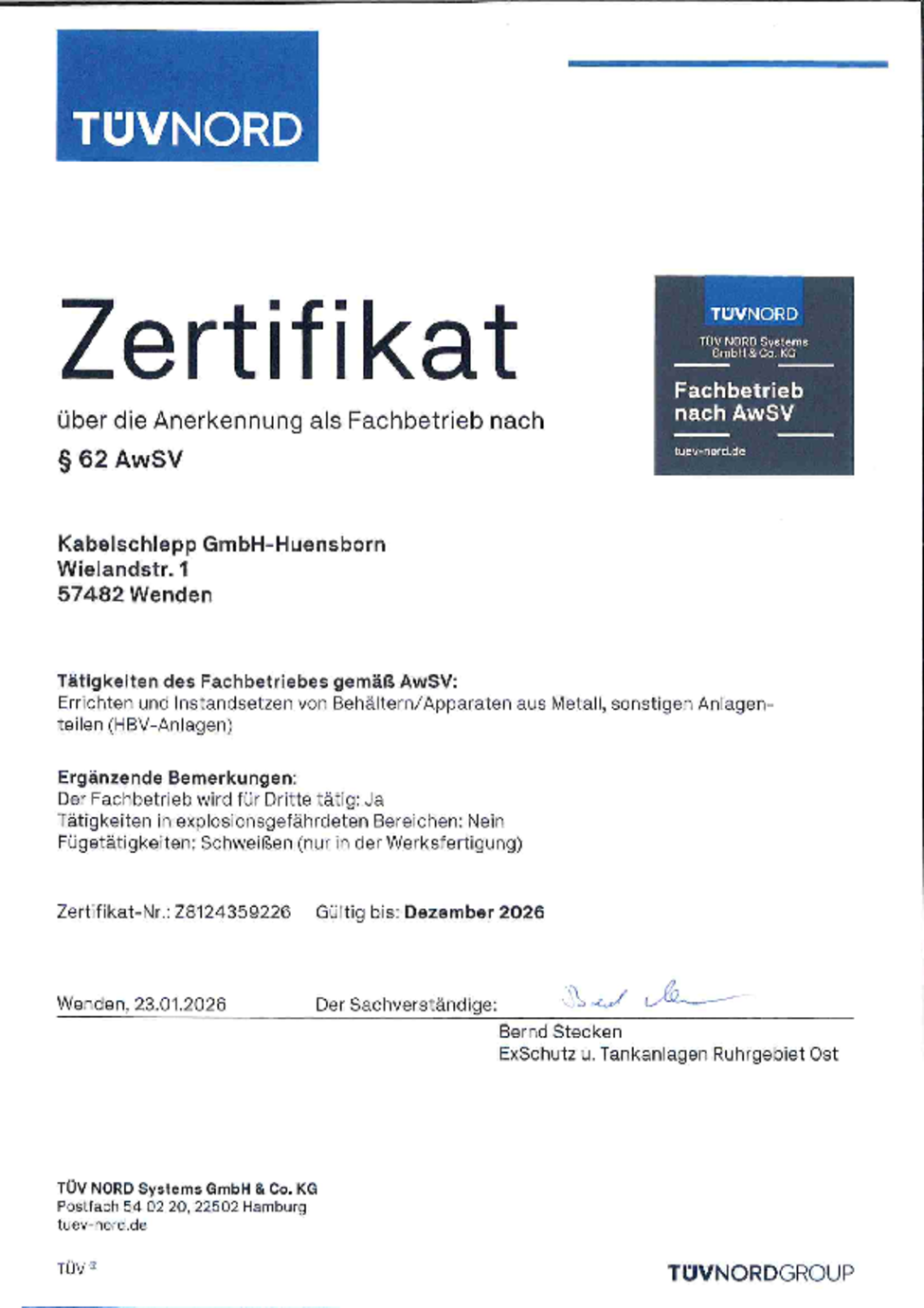 Zertifkat-Kabelschlepp-Huensborn-TUEV_Nord_23-01-2026.pdf